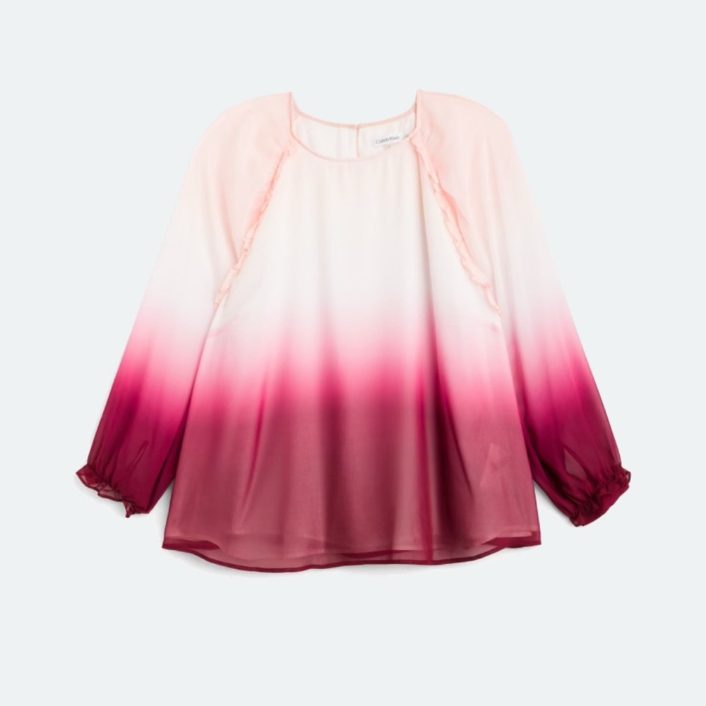 Pink Ombre Long Sleeve Blouse